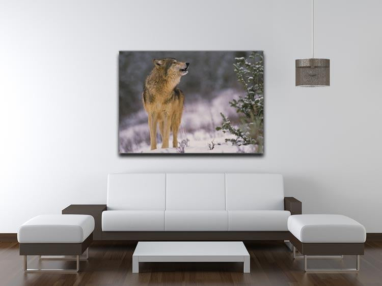 Wolf Howling in Snow Canvas Print or Poster - Canvas Art Rocks - 4