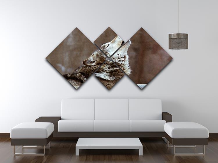 Wolves howl in Moscow Zoo 4 Square Multi Panel Canvas - Canvas Art Rocks - 3