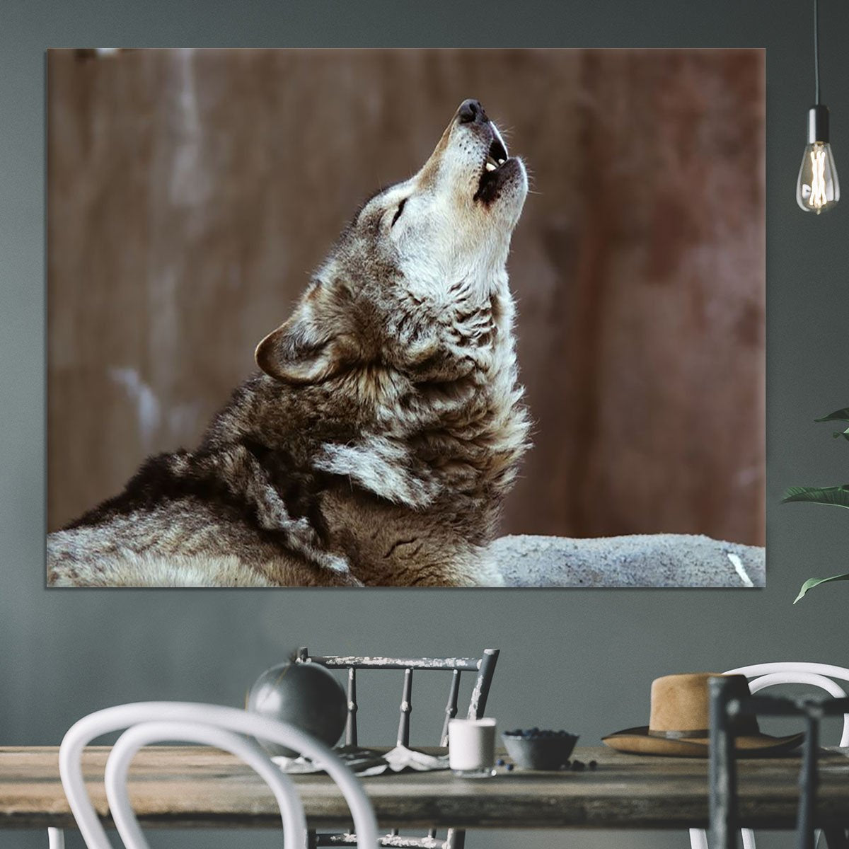 Wolves howl in Moscow Zoo Canvas Print or Poster