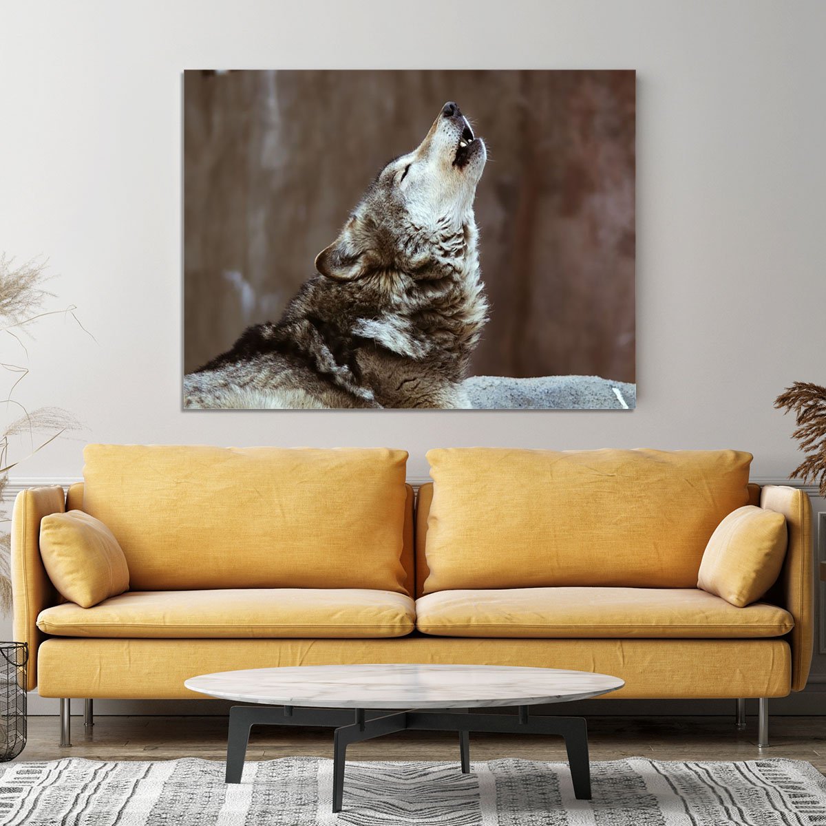 Wolves howl in Moscow Zoo Canvas Print or Poster