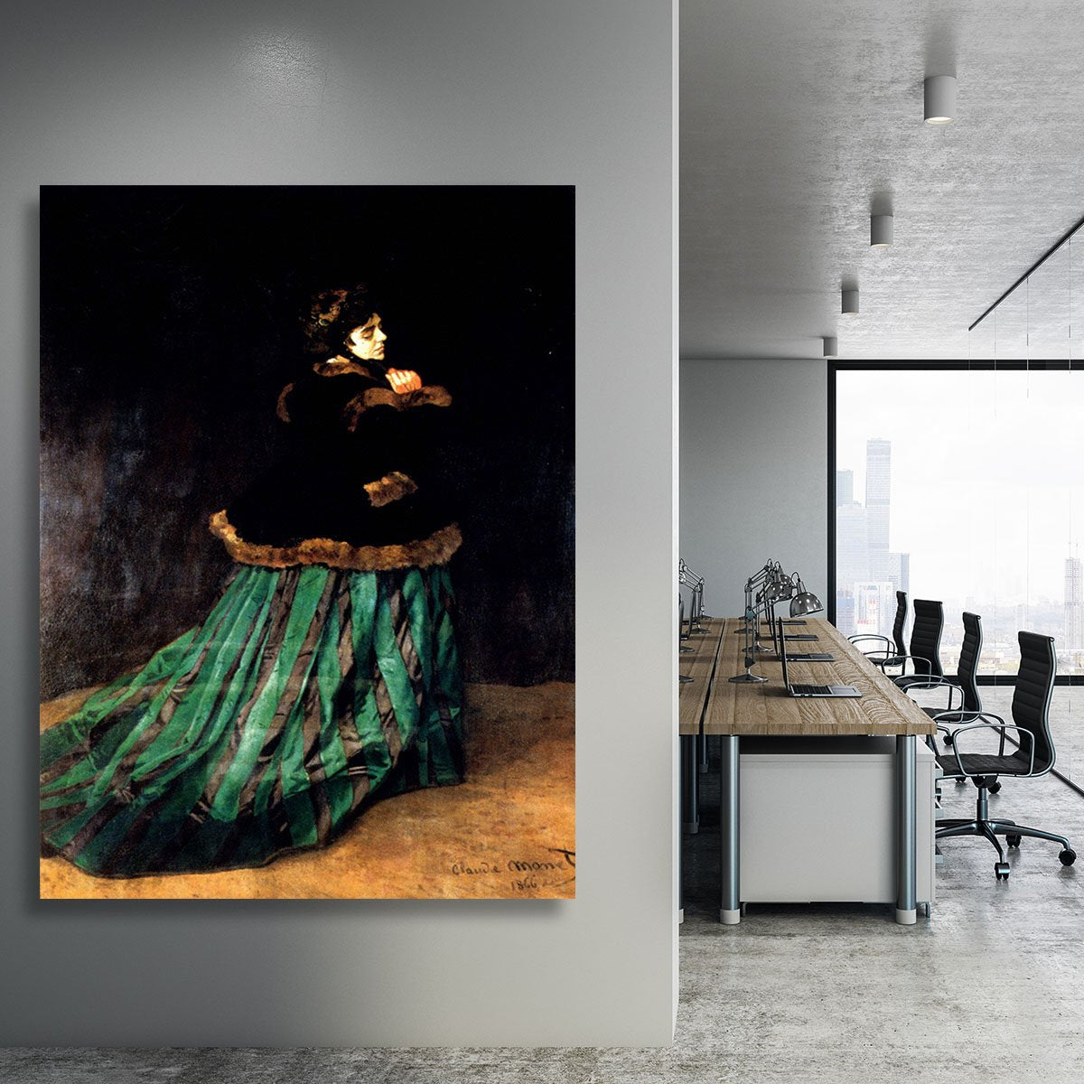 Woman In A Green Dress by Monet Canvas Print or Poster