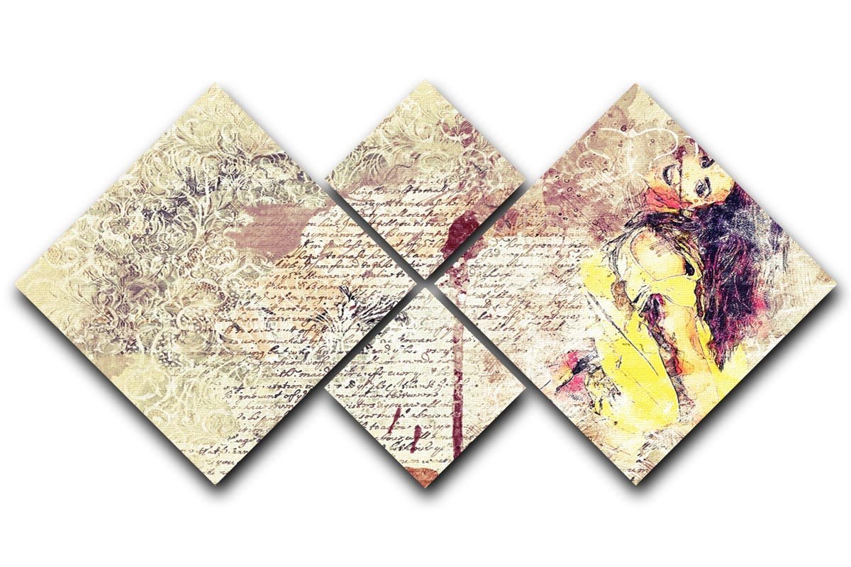 Woman Painting 4 Square Multi Panel Canvas  - Canvas Art Rocks - 1