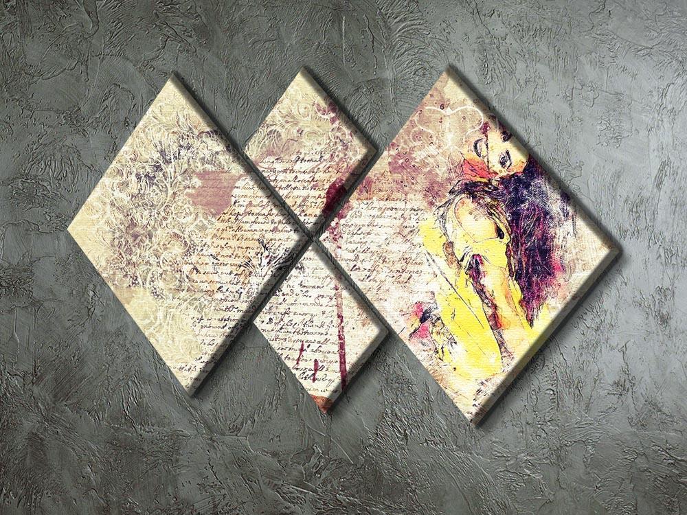 Woman Painting 4 Square Multi Panel Canvas - Canvas Art Rocks - 2