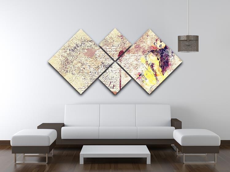 Woman Painting 4 Square Multi Panel Canvas - Canvas Art Rocks - 3