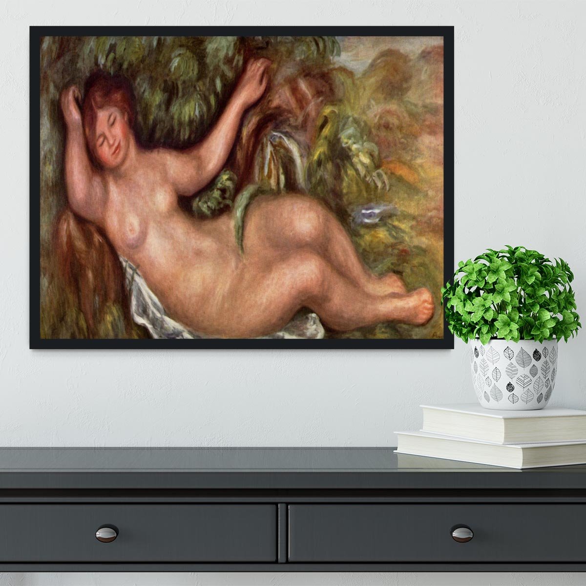 Woman Reclining by Renoir Framed Print - Canvas Art Rocks - 2
