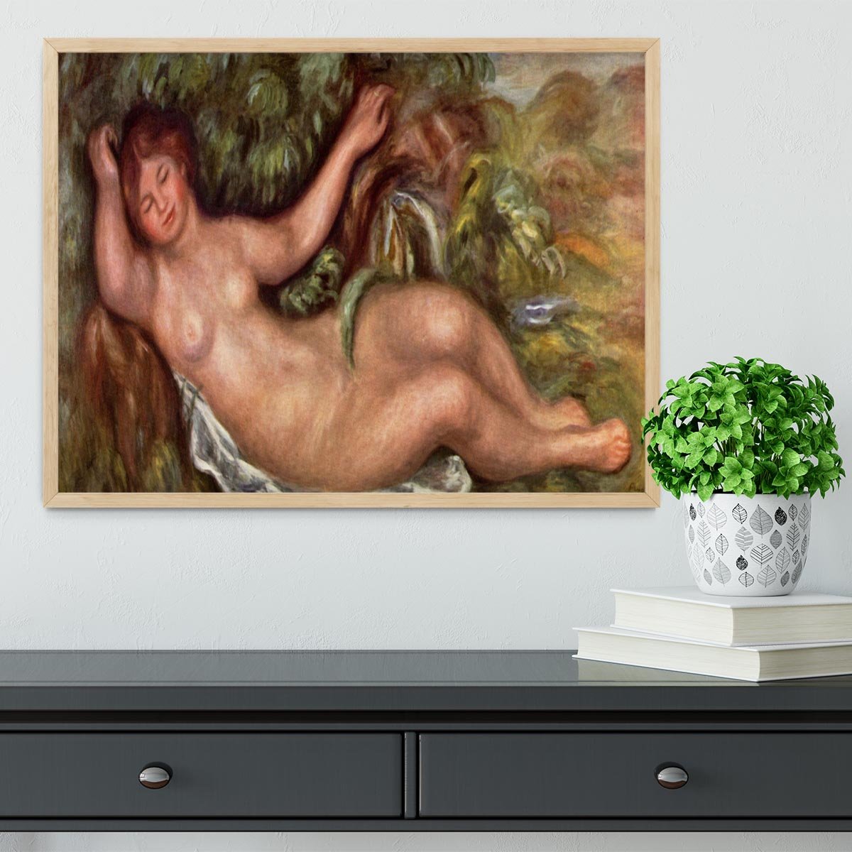 Woman Reclining by Renoir Framed Print - Canvas Art Rocks - 4