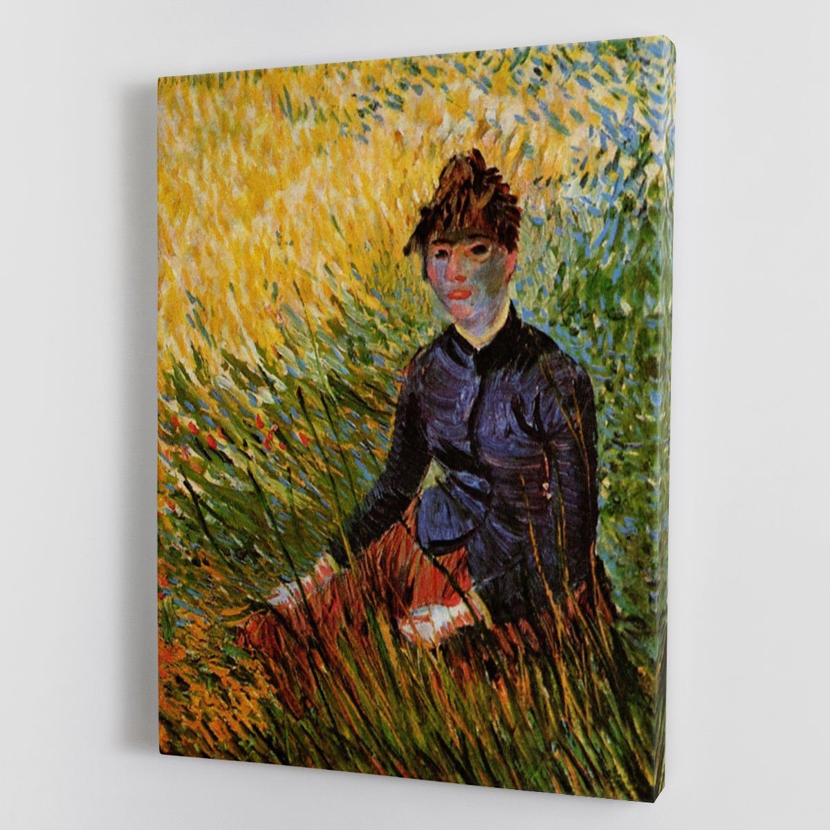 Woman Sitting in the Grass by Van Gogh Canvas Print or Poster