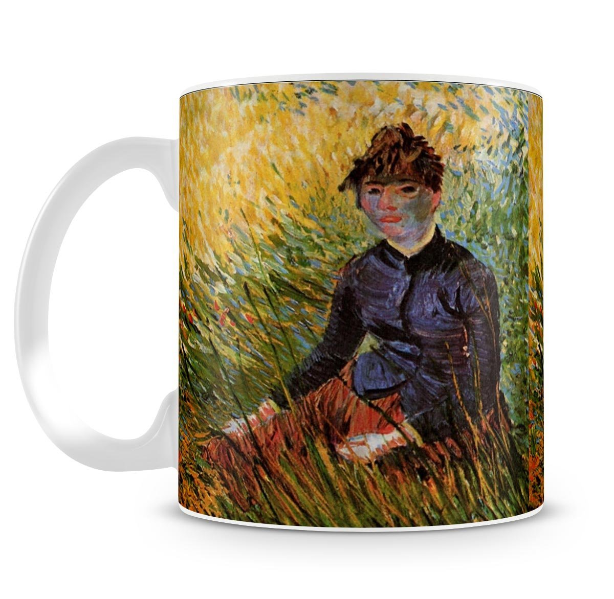 Woman Sitting in the Grass by Van Gogh Mug - Canvas Art Rocks - 4