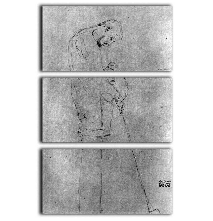 Woman and man standing in profile by Klimt 3 Split Panel Canvas Print - Canvas Art Rocks - 1