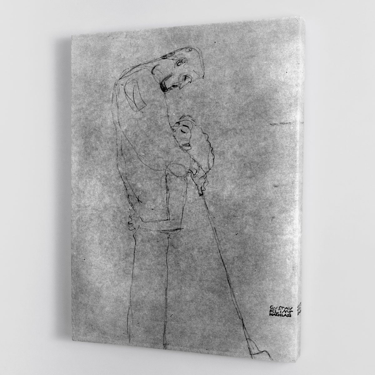 Woman and man standing in profile by Klimt Canvas Print or Poster