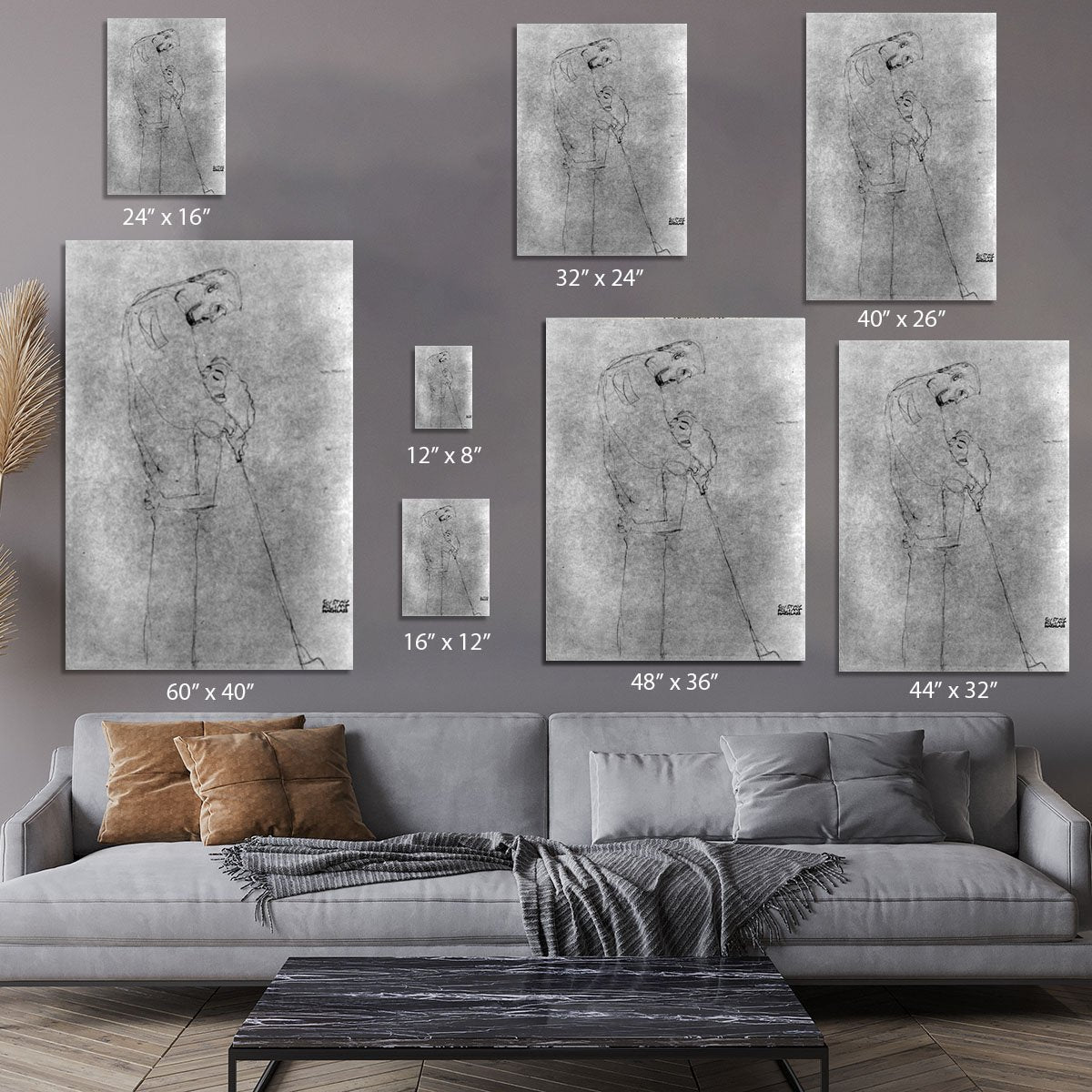 Woman and man standing in profile by Klimt Canvas Print or Poster