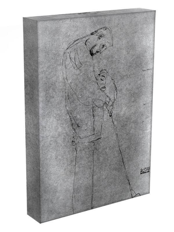 Woman and man standing in profile by Klimt Canvas Print or Poster - Canvas Art Rocks - 3