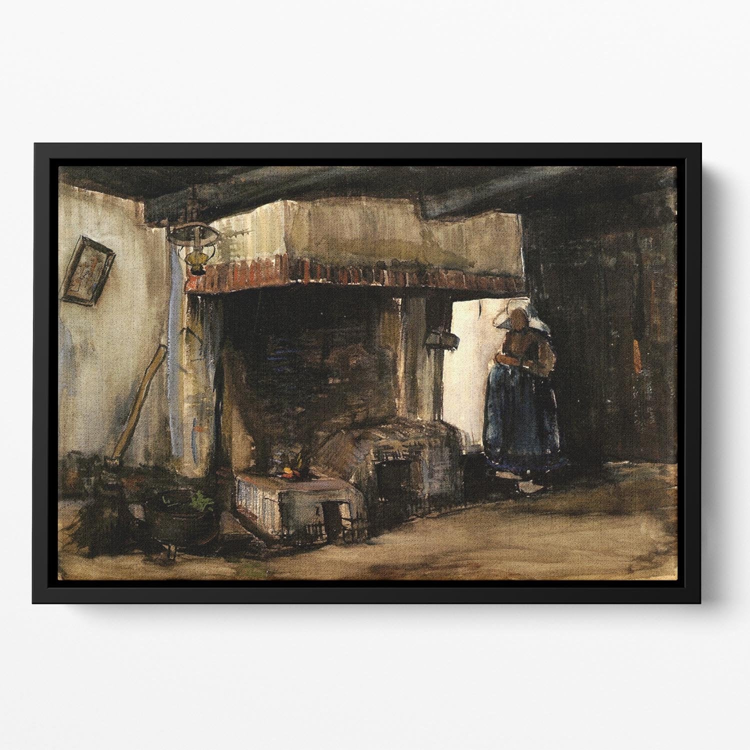 Woman by a Hearth by Van Gogh Floating Framed Canvas