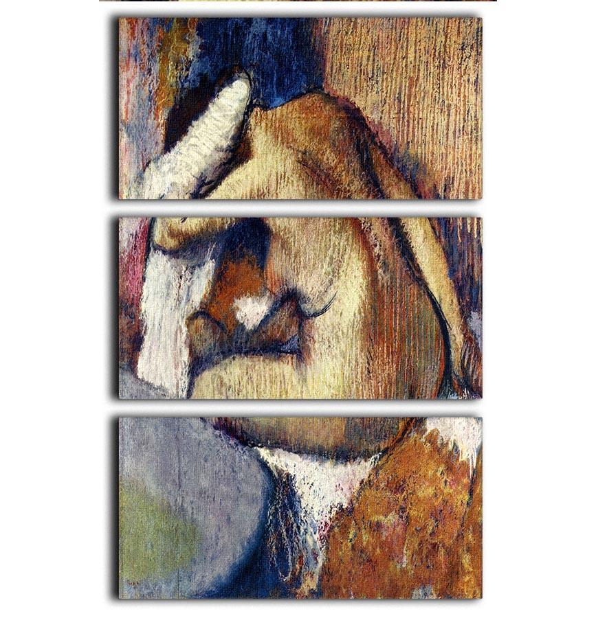 Woman drying hair by Degas 3 Split Panel Canvas Print - Canvas Art Rocks - 1