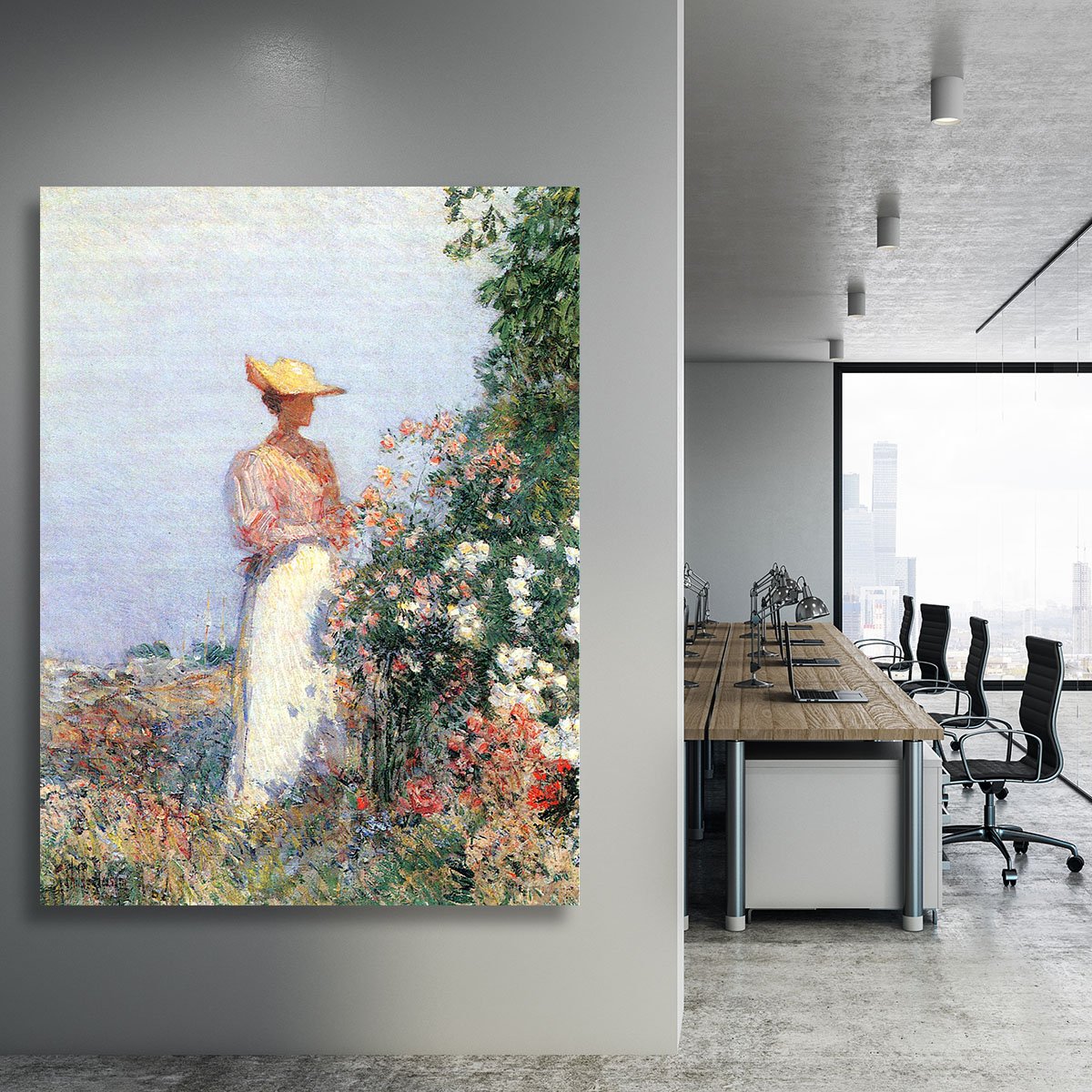 Woman in Garden by Hassam Canvas Print or Poster