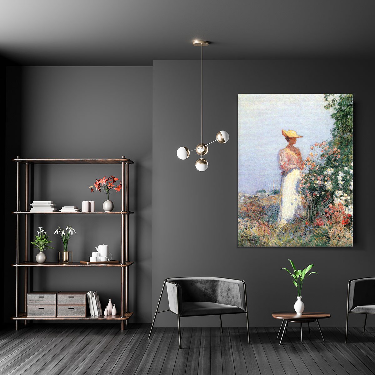 Woman in Garden by Hassam Canvas Print or Poster