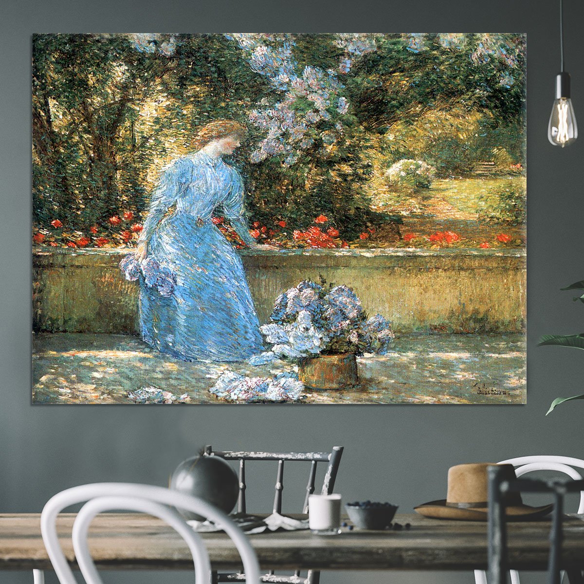 Woman in park by Hassam Canvas Print or Poster