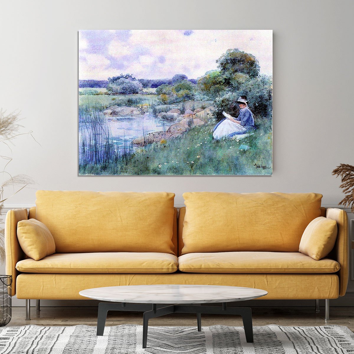 Woman reading by Hassam Canvas Print or Poster