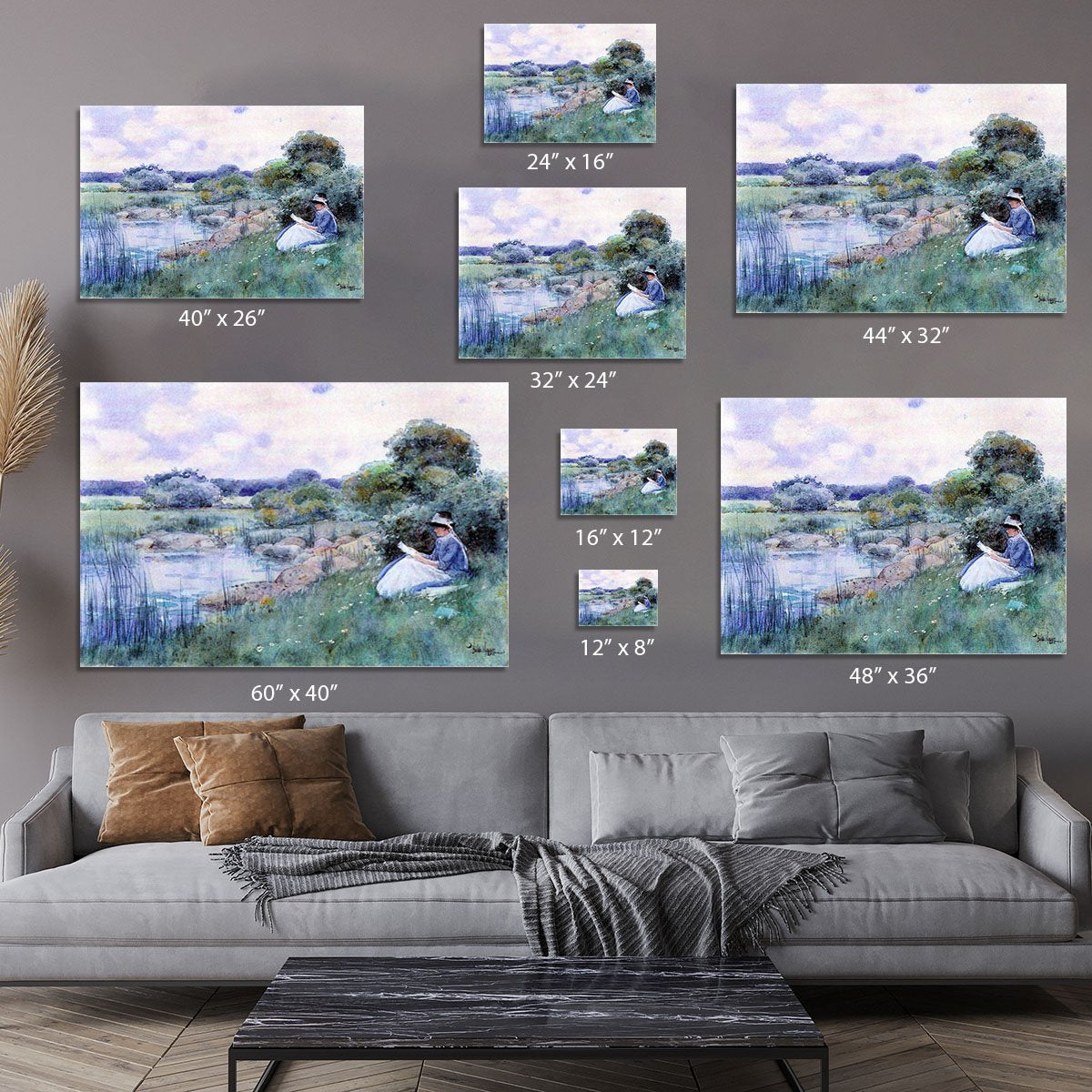 Woman reading by Hassam Canvas Print or Poster