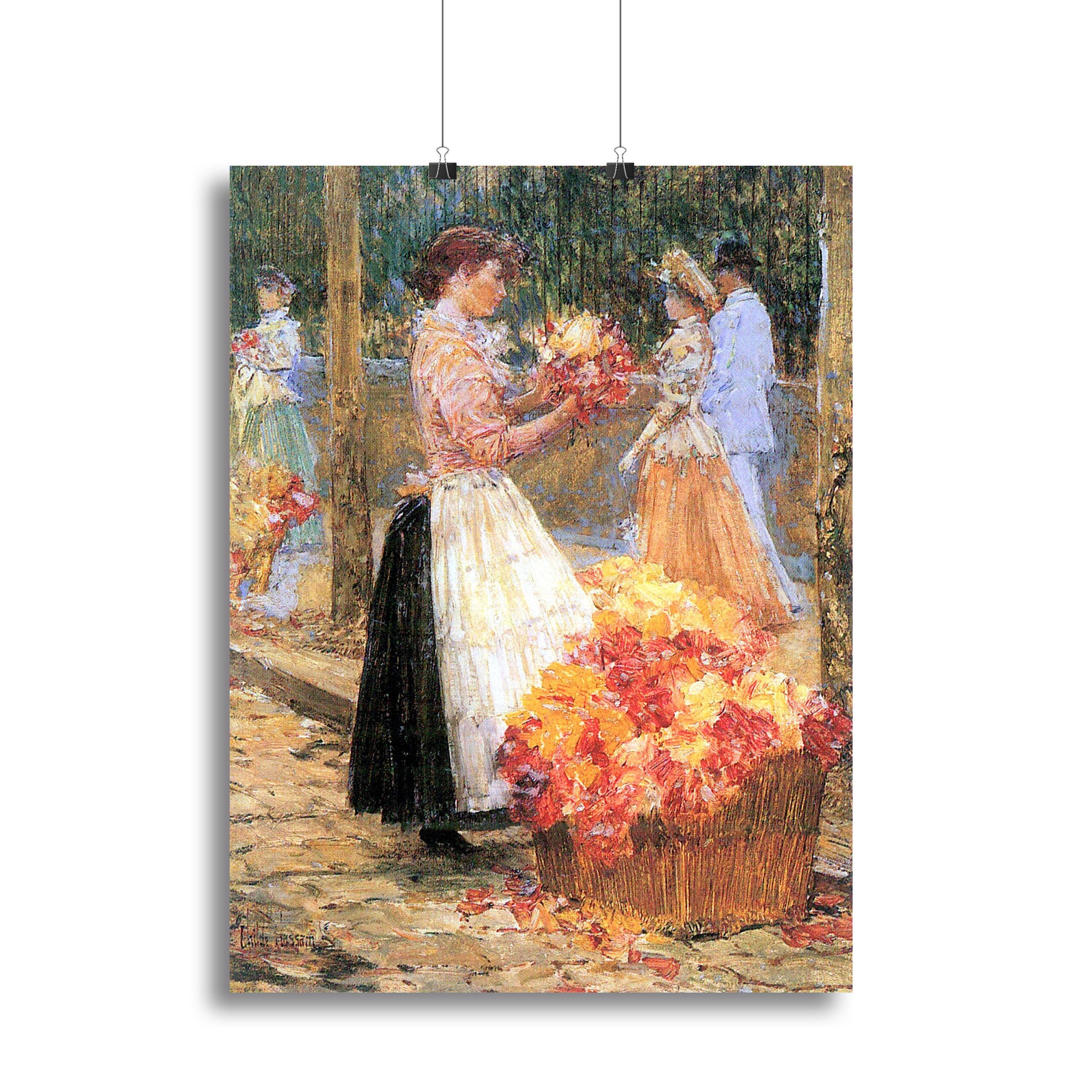 Woman sells flowers by Hassam Canvas Print or Poster