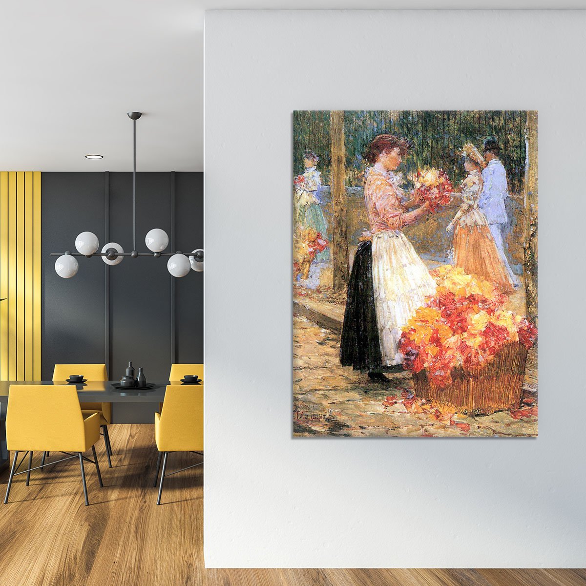 Woman sells flowers by Hassam Canvas Print or Poster