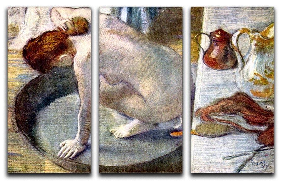 Woman washing in the tub by Degas 3 Split Panel Canvas Print - Canvas Art Rocks - 1