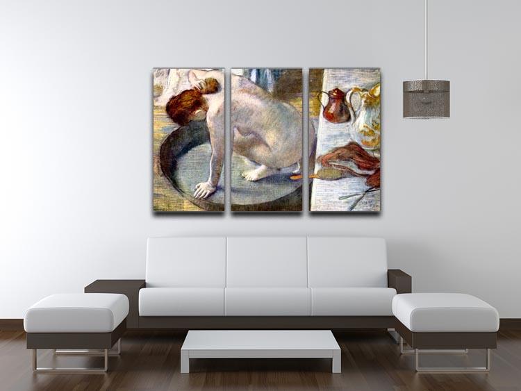 Woman washing in the tub by Degas 3 Split Panel Canvas Print - Canvas Art Rocks - 3