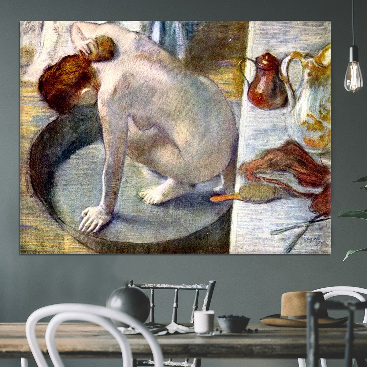 Woman washing in the tub by Degas Canvas Print or Poster