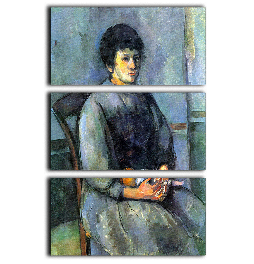 Woman with Doll by Cezanne 3 Split Panel Canvas Print - Canvas Art Rocks - 1