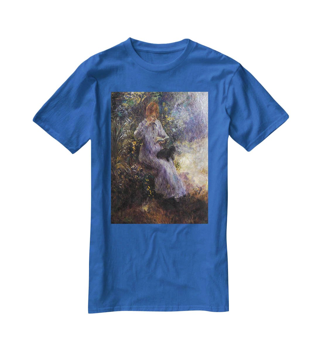 Woman with a black dog by Renoir T-Shirt - Canvas Art Rocks - 2