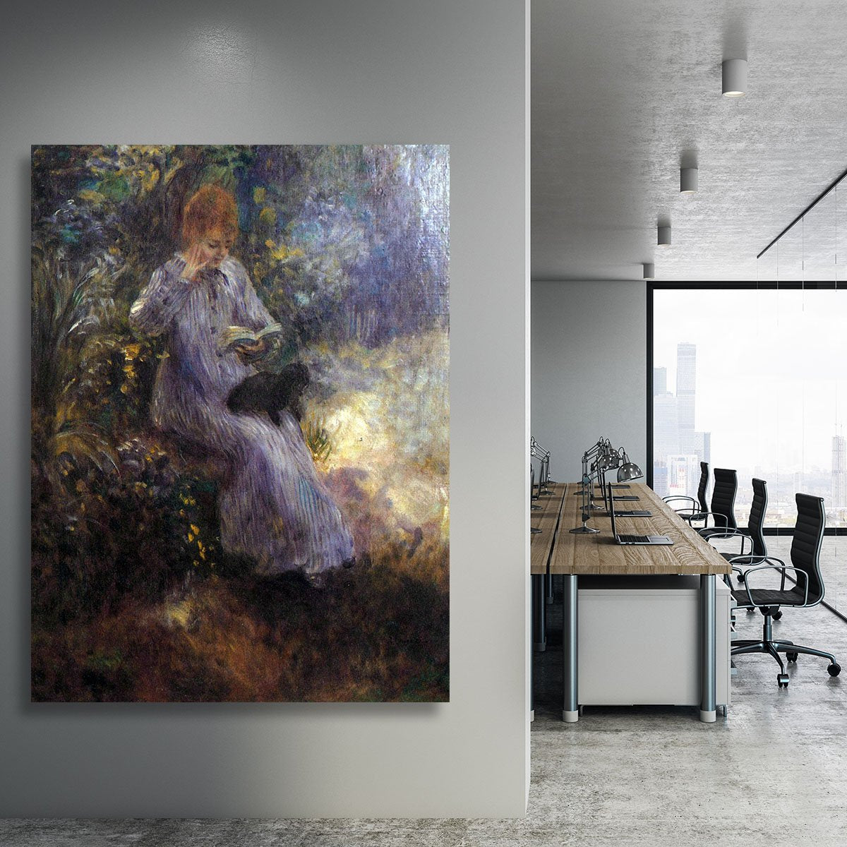 Woman with a black dog by Renoir Canvas Print or Poster