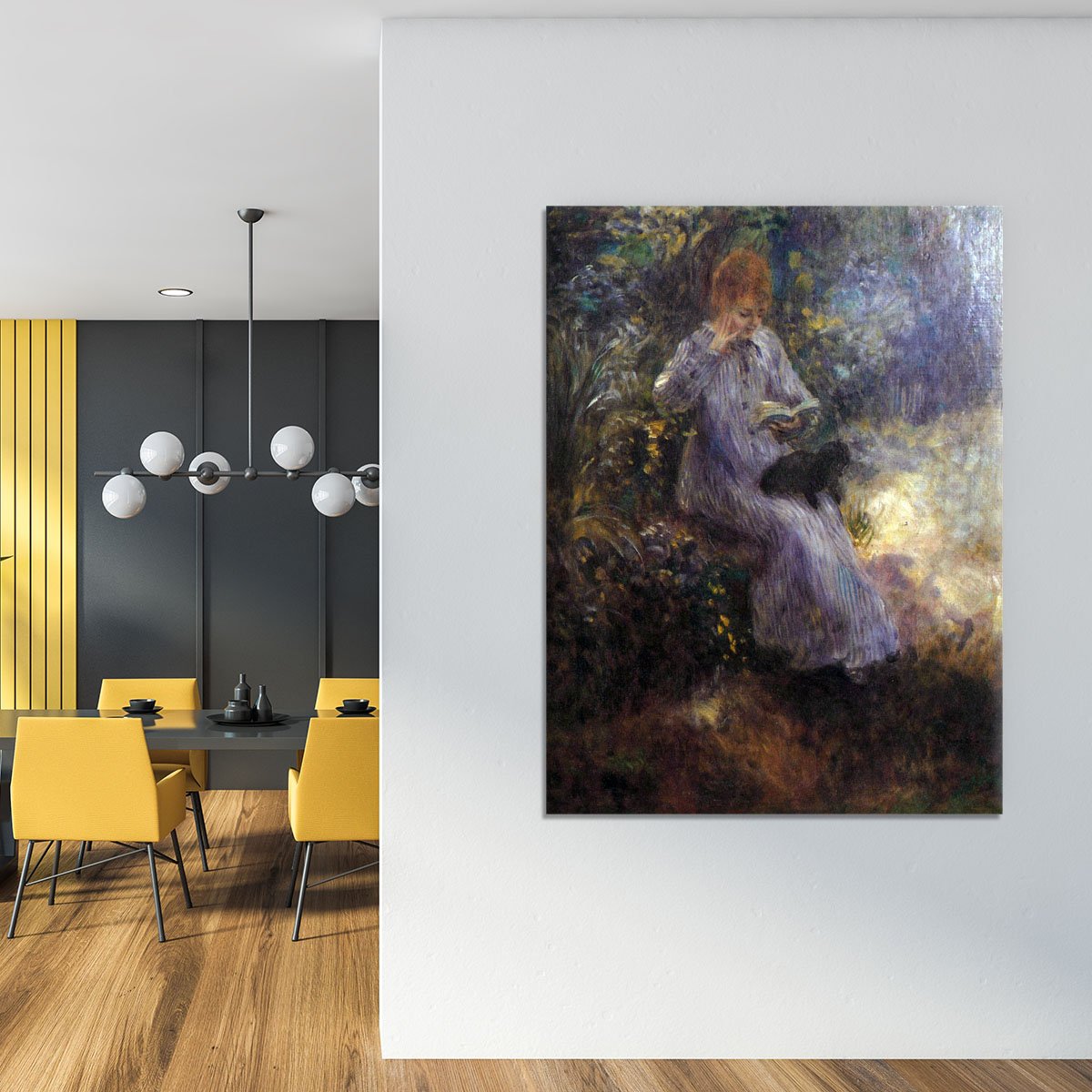 Woman with a black dog by Renoir Canvas Print or Poster
