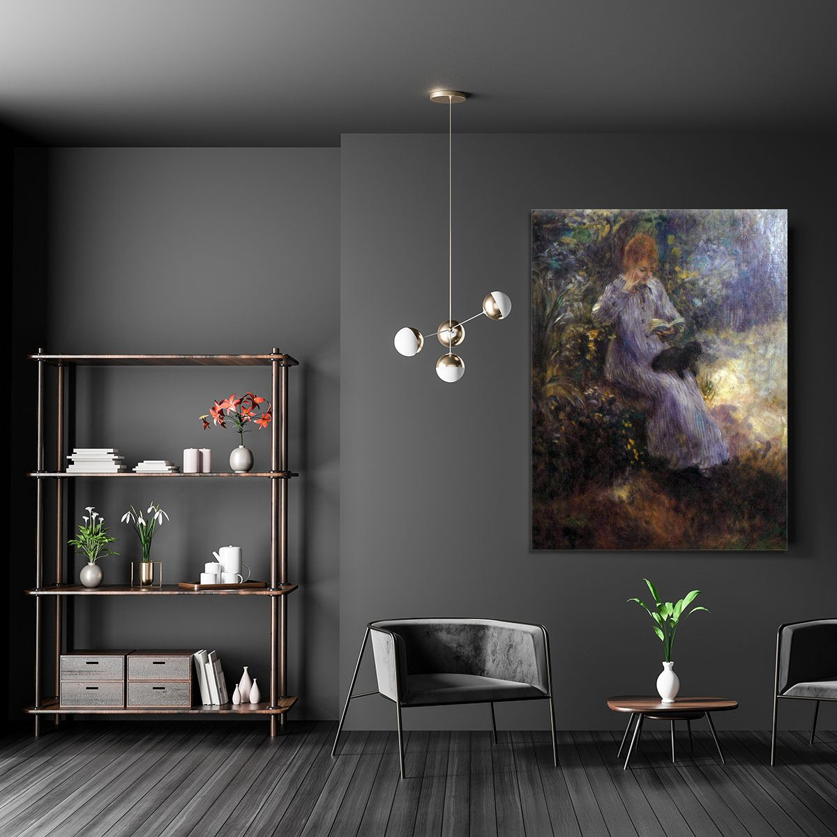 Woman with a black dog by Renoir Canvas Print or Poster