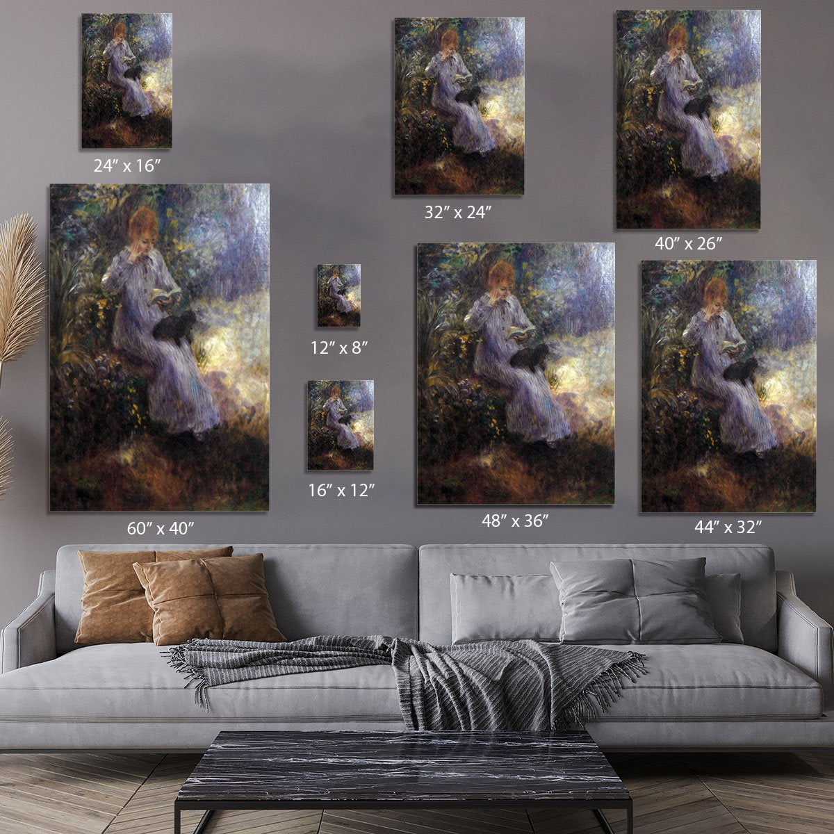 Woman with a black dog by Renoir Canvas Print or Poster