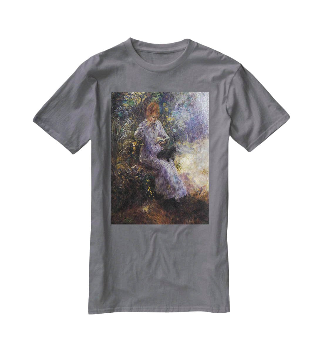 Woman with a black dog by Renoir T-Shirt - Canvas Art Rocks - 3