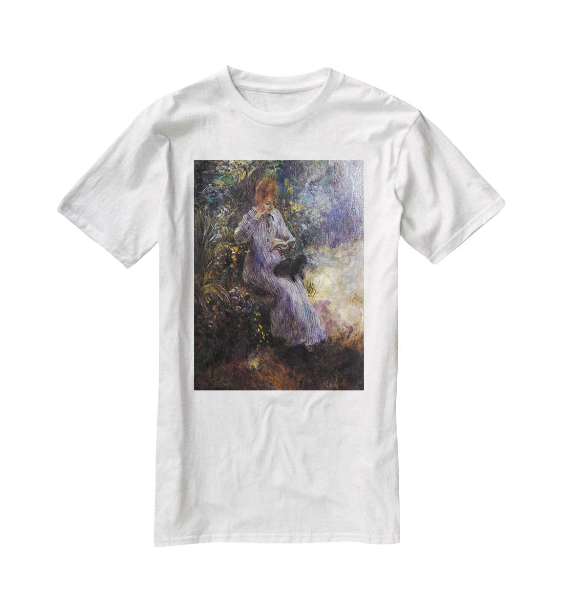 Woman with a black dog by Renoir T-Shirt - Canvas Art Rocks - 5
