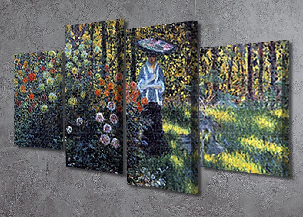 Woman with a parasol in the garden of Argenteuil by Monet 4 Split Panel Canvas - Canvas Art Rocks - 2