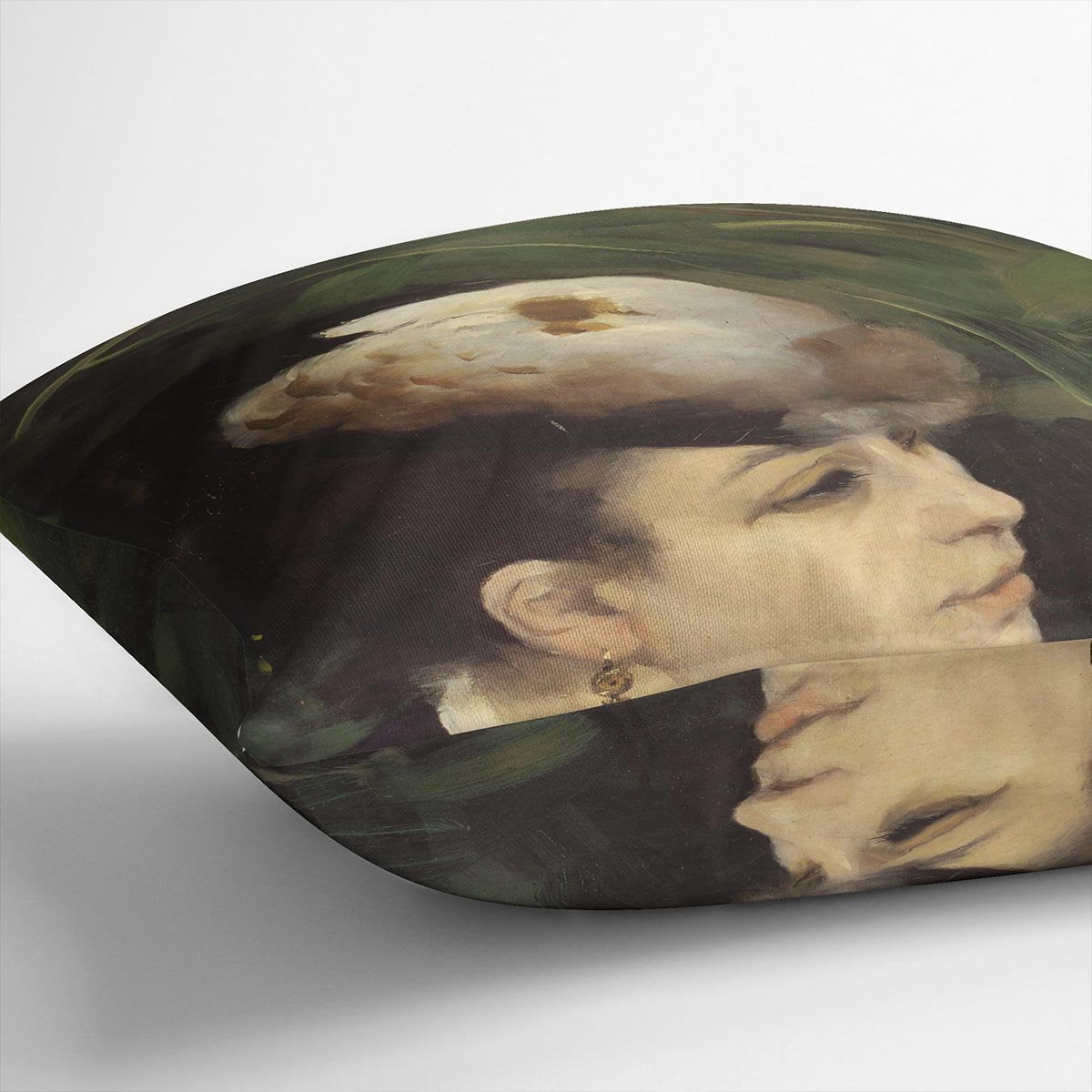 Woman with gull feathe Detail by Renoir Throw Pillow
