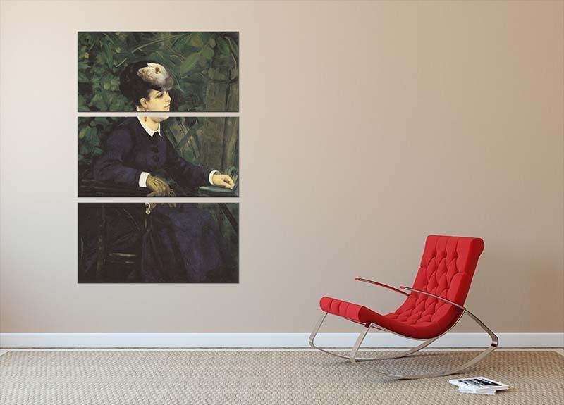 Woman with gull feather Woman in the garden by Renoir 3 Split Panel Canvas Print - Canvas Art Rocks - 2