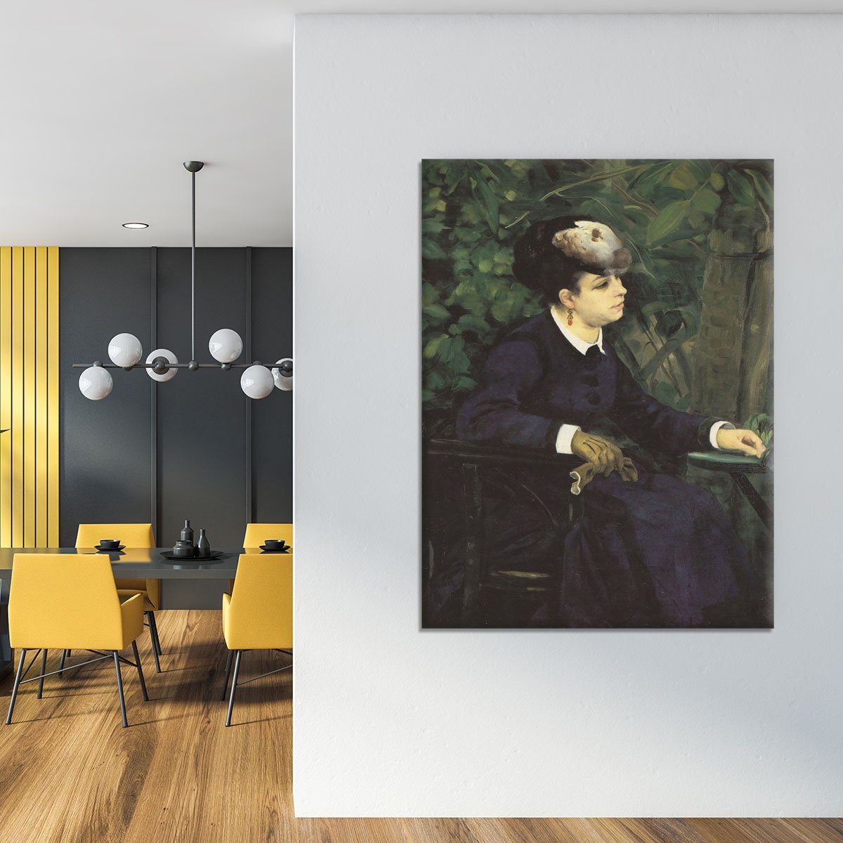 Woman with gull feather Woman in the garden by Renoir Canvas Print or Poster