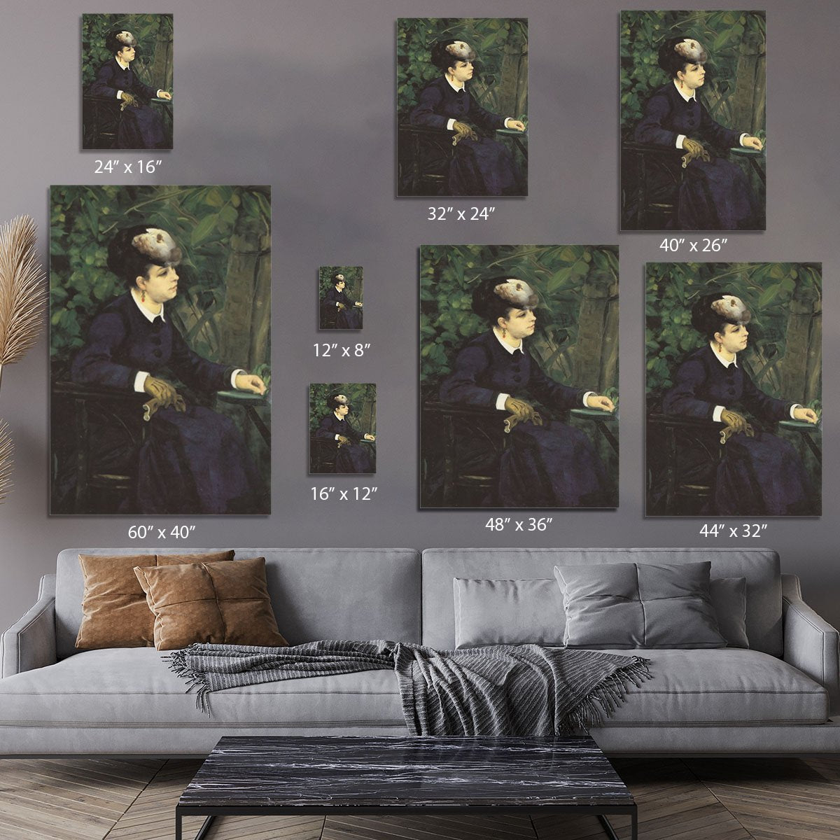 Woman with gull feather Woman in the garden by Renoir Canvas Print or Poster