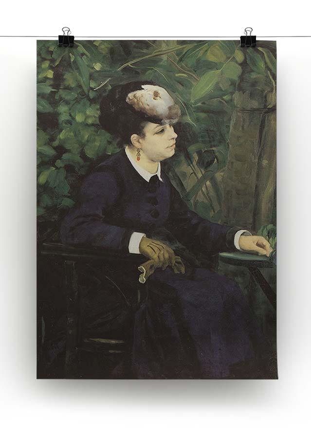 Woman with gull feather Woman in the garden by Renoir Canvas Print or Poster - Canvas Art Rocks - 2