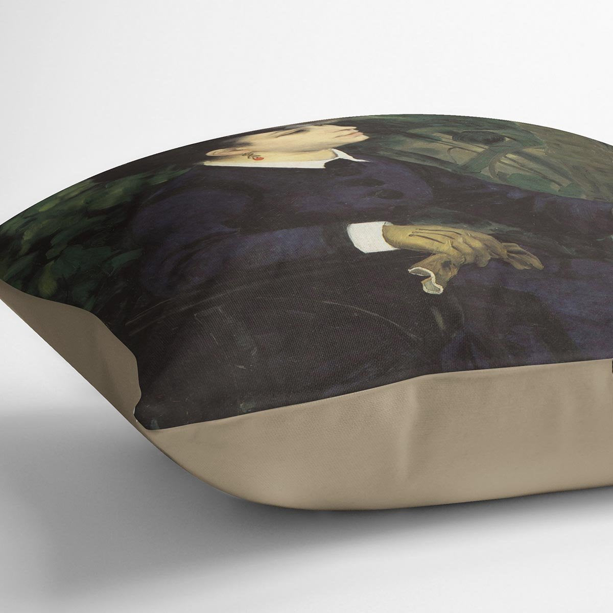 Woman with gull feather Woman in the garden by Renoir Throw Pillow