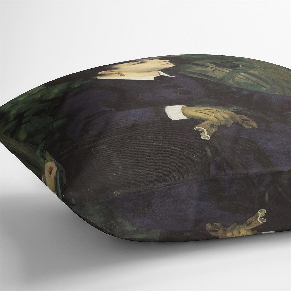 Woman with gull feather Woman in the garden by Renoir Throw Pillow