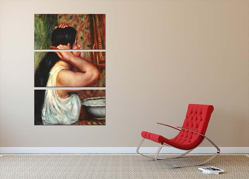 Woman with hair combs by Renoir 3 Split Panel Canvas Print - Canvas Art Rocks - 2