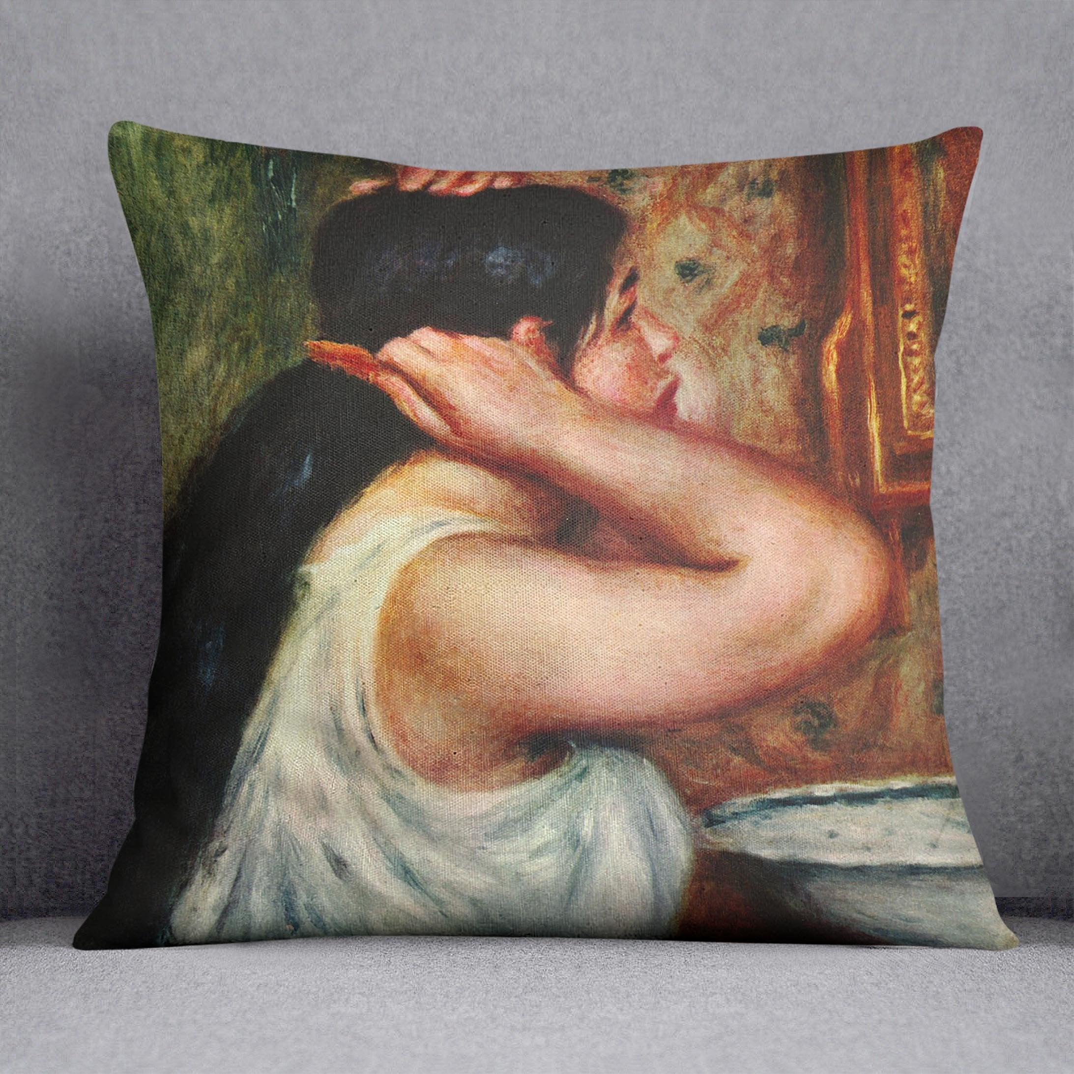 Woman with hair combs by Renoir Throw Pillow