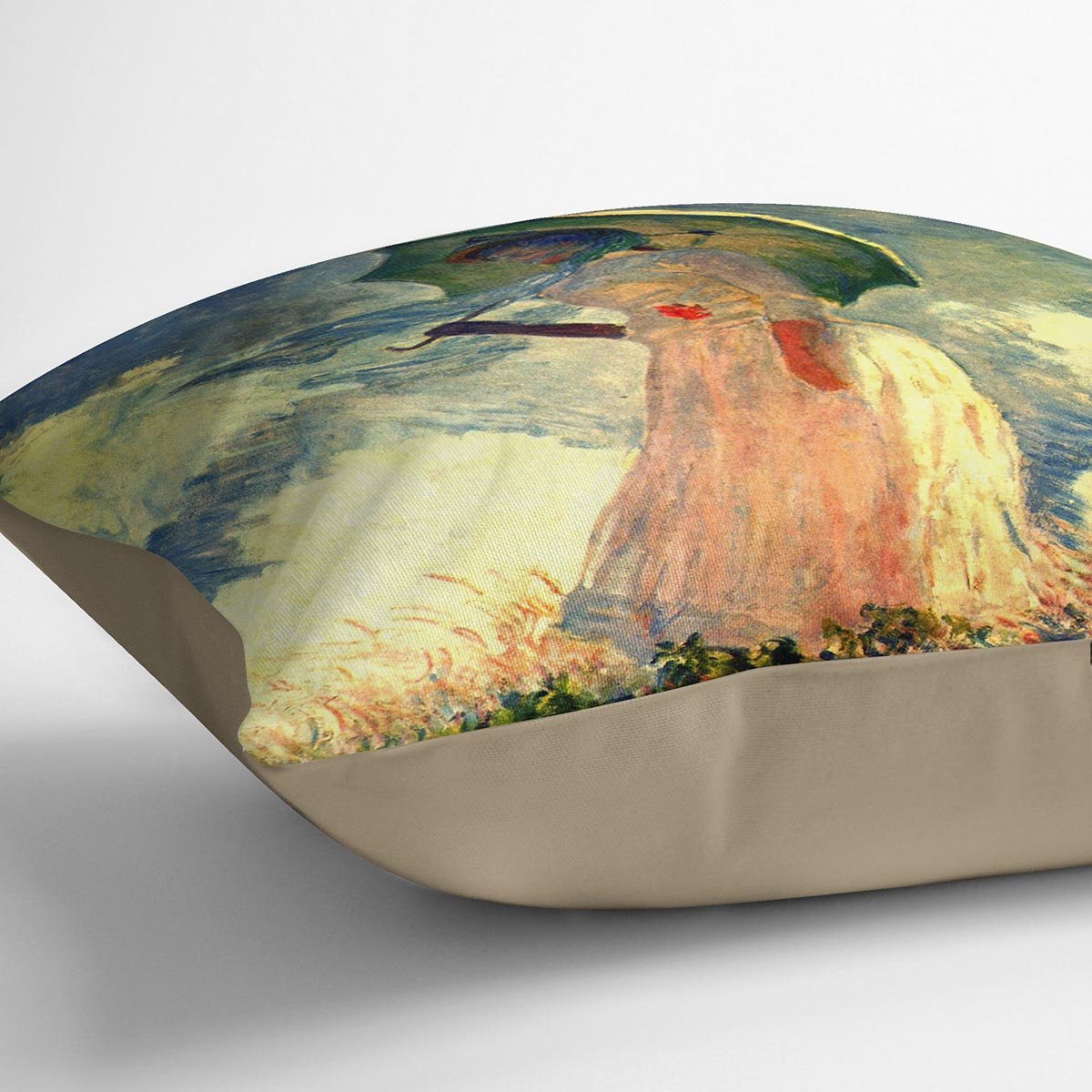 Woman with sunshade by Monet Throw Pillow
