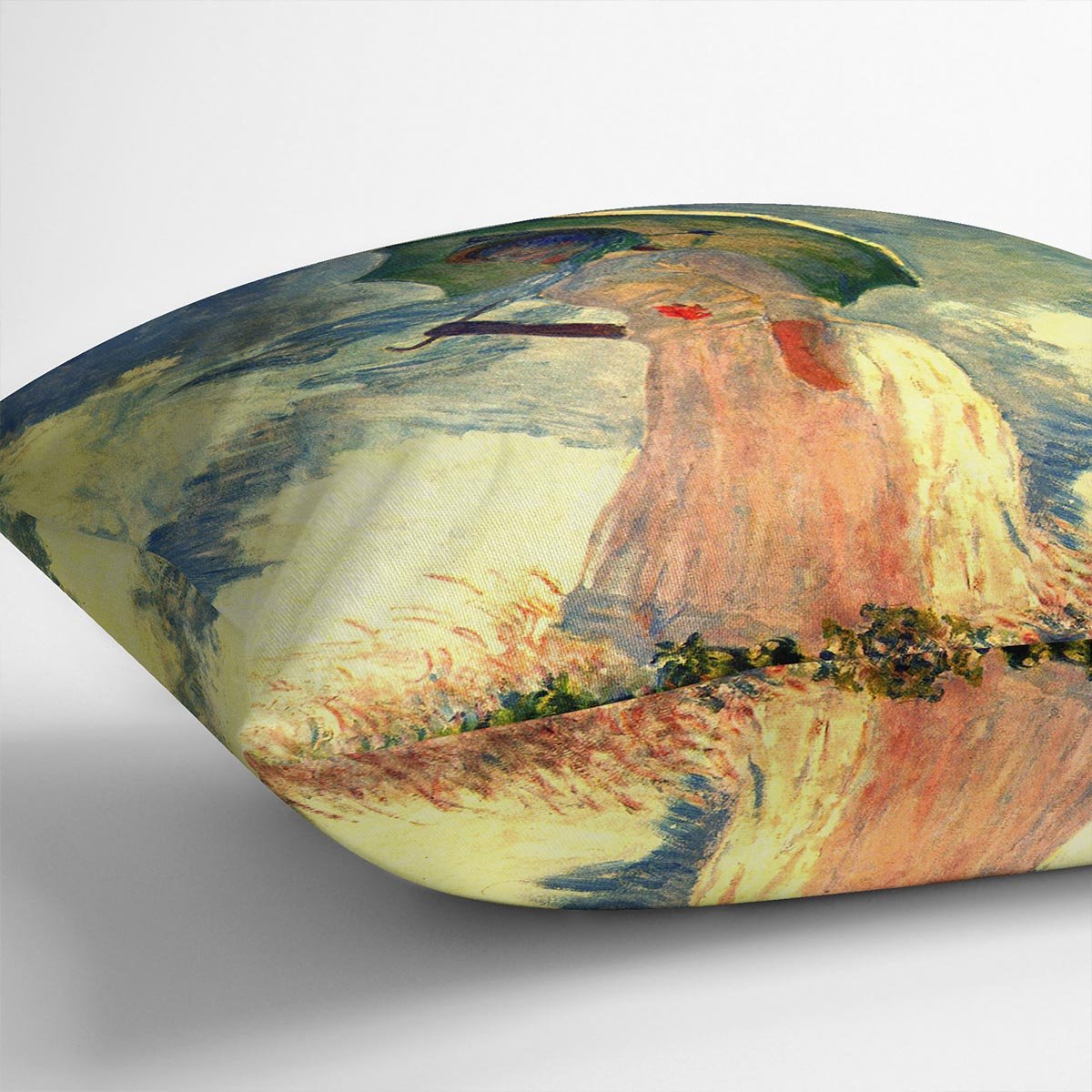 Woman with sunshade by Monet Throw Pillow