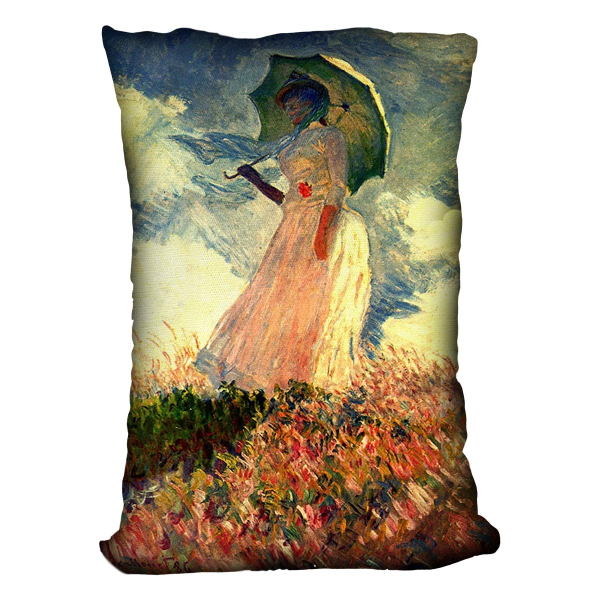 Woman with sunshade by Monet Throw Pillow