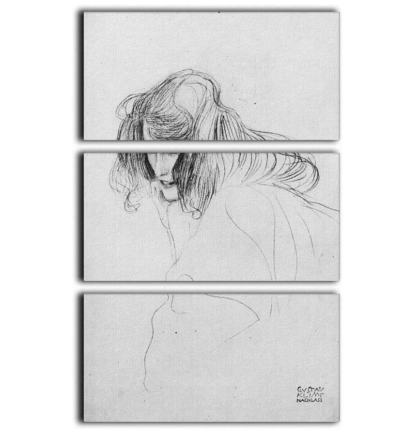 Womans head in three quarters profile by Klimt 3 Split Panel Canvas Print - Canvas Art Rocks - 1